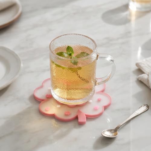 Pink Clover Coasters Set of 2 - Kawaii Desk Accessories for Office & Home