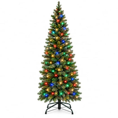Hinged Artificial Christmas Tree 6ft with Dual-Color Lights - Classic Green