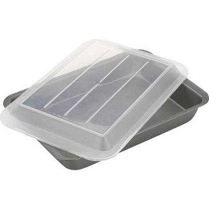GoodCook Nonstick Steel Oblong Pan with Lid - 9" x 13" - Durable Gray Design