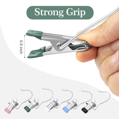 Heavy Duty Laundry Clips 30 Pack with Built-In Hooks for Clothes & Shoes