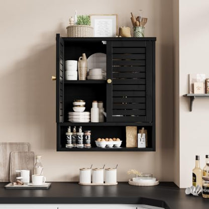 Garvee Bathroom Wall Cabinet with Storage - 23.3" W Black Variation