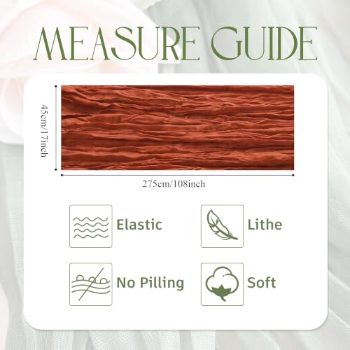 3 Pack Terracotta Cheesecloth Table Runner 17x108 Inch for Wedding & Party Decor