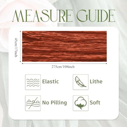 3 Pack Terracotta Cheesecloth Table Runner 17x108 Inch for Wedding & Party Decor