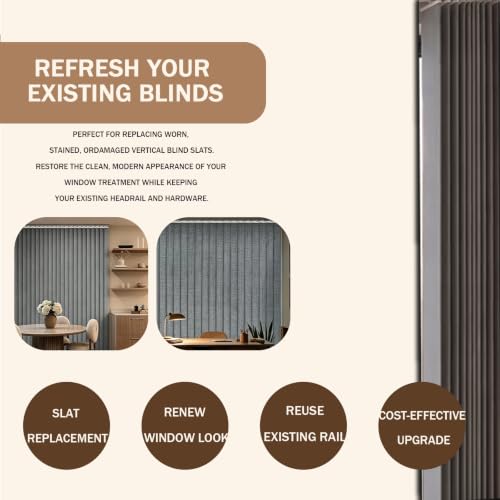 Vertical Blind Replacement Slats Blackout Grey 3.5x82.5 in 25 Pack