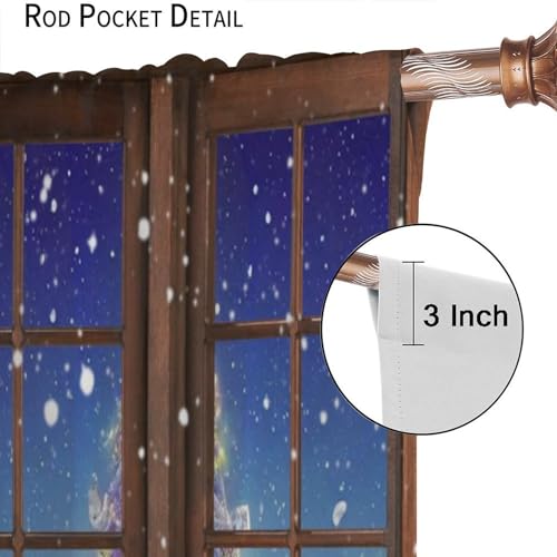 Winter Christmas Snow Scene Blackout Curtains 21x54 inches Pack of 2 - Winter Snow-2