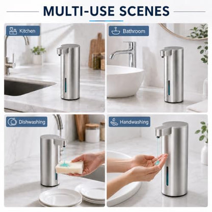 Stainless Steel Touchless Soap Dispenser with Adjustable Levels for Kitchen & Bathroom