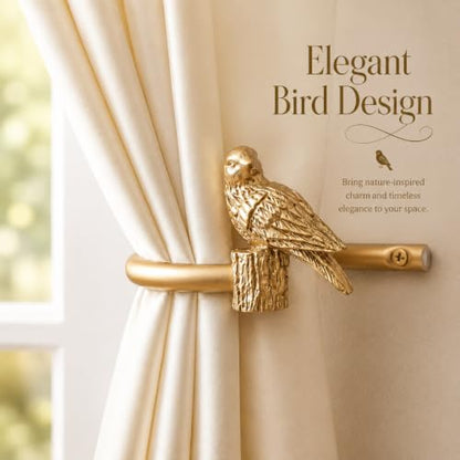 Gold Bird Curtain Holdbacks Set of 2 Wall Mount Drapery Holders