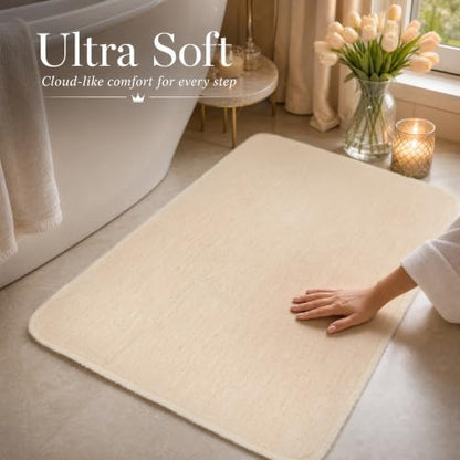 Ivory Bathroom Rug 17x24 Absorbent Quick Dry Non Slip Washable Mat