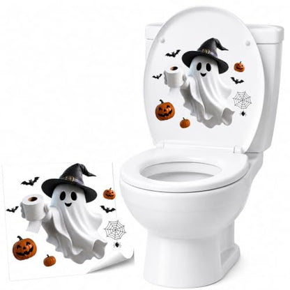 Halloween Ghost Toilet Seat Decal - Waterproof Bathroom Decor, Variation A
