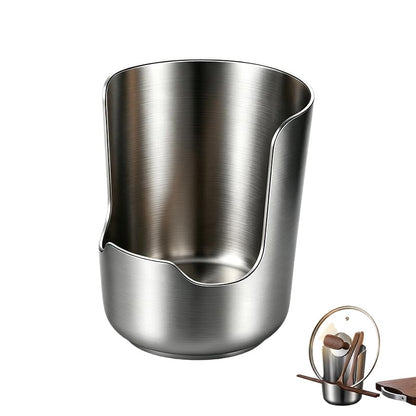Stainless Steel Spoon Rest with Pot Lid Holder - 1 Piece Kitchen Organizer