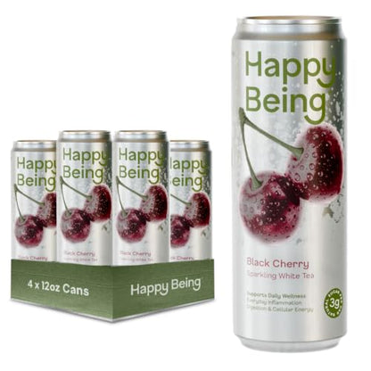 Black Cherry Sparkling Tea Set - 12oz, 4 Pack, Antioxidant & Natural Sweetener