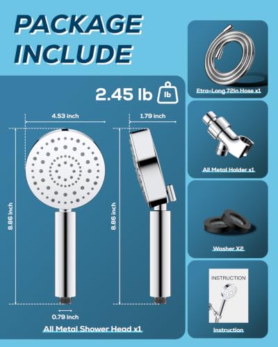 Metal 6-Spray Shower Head with Handheld & Silver Plating - High Pressure