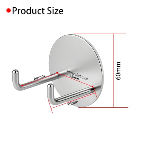 Self Adhesive Double Wall Hooks - Stainless Steel Towel and Robe Hangers, Waterproof Heavy Duty Bathroom Kitchen