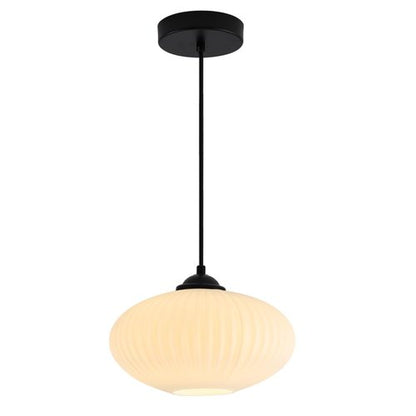 KCO Lighting Large Milk Glass Pendant Light Black and White Pendant Light Mid Century Modern Hanging Ceiling Light Fixture Industrial Farmhouse Pendant Lights Kitchen Island