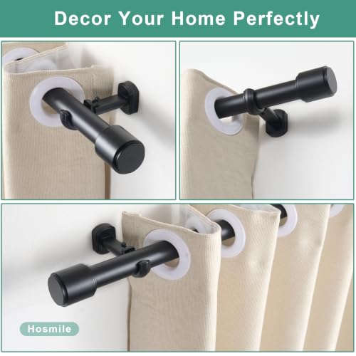 Matte Black 1 1/8 Inch Diameter Heavy Duty Telescoping Curtain Rod 144-240 Inches