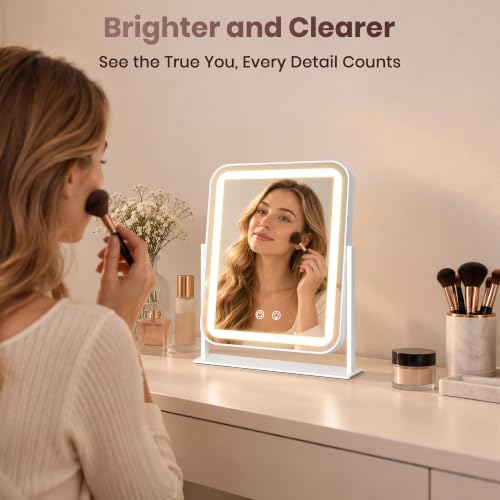 Lighted Vanity Mirror with LED Lights 11.2x14 Dimmable 3 Color Modes