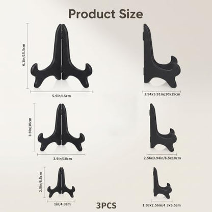 Small Plate Display Stand Set - Adjustable Plastic Support for Plates & Frames, 3 Sizes