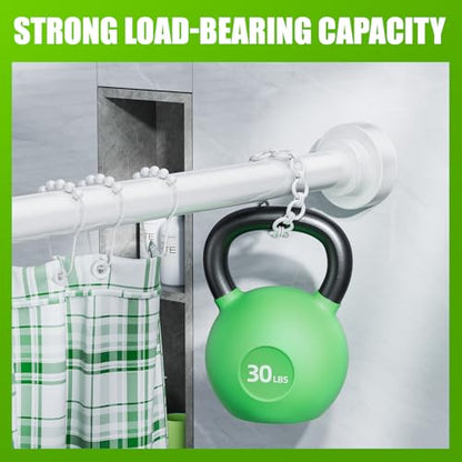 Ausemku Shower Curtain Rod Tension - 26-76 Inch Never Rust Non-Slip Spring Tension Curtain Rod No Drilling Stainless Steel Curtain Rod Use Bathroom Kitchen（Black）