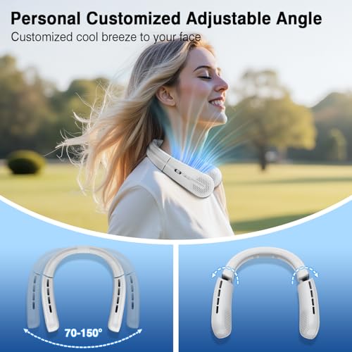 Portable Neck Fan with LED Display, 4 Speeds, 5200mAh Rechargeable Battery