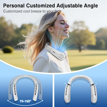 Portable Neck Fan with LED Display, 4 Speeds, 5200mAh Rechargeable Battery