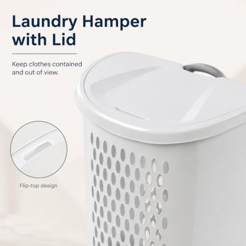 Laundry Basket with Wheels 2 Bushel Flip-Top Lid for Dorms and Apartments
