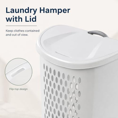 Laundry Basket with Wheels 2 Bushel Flip-Top Lid for Dorms and Apartments