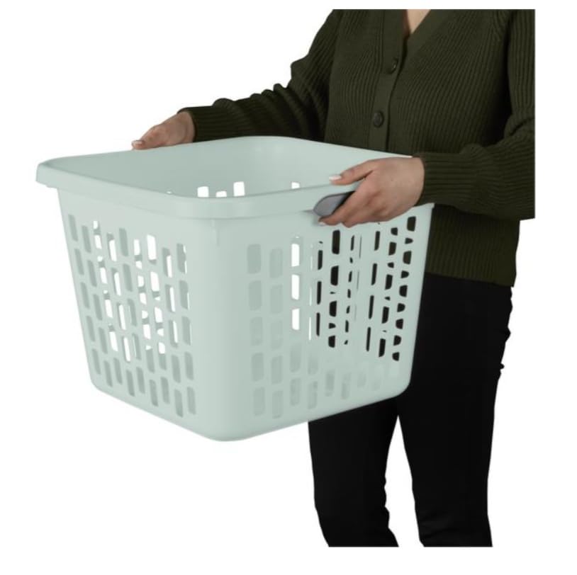 Sterilite 1.5 Bushel Square Laundry Basket Mindful Mint Comfort Grip Handles