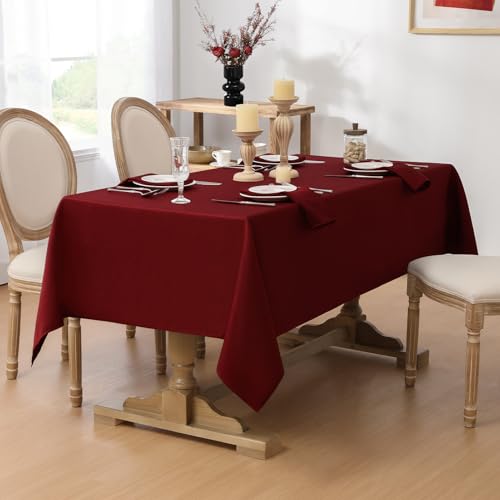 Red Christmas Rectangle Jacquard Tablecloth 60 x 84 Inches - Holiday Decor