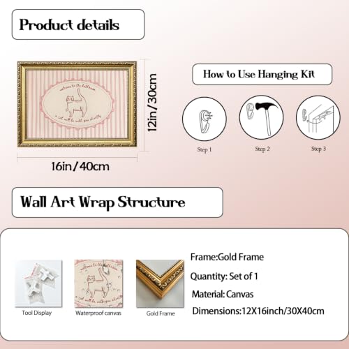 Bathroom Wall Art Sign - Welcome to the Bathroom Cat Decor Framed 16x12 D