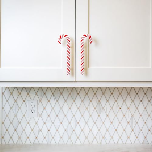 Large Candy Cane Handle Covers 8 Pack - Festive Holiday Cabinet Decor