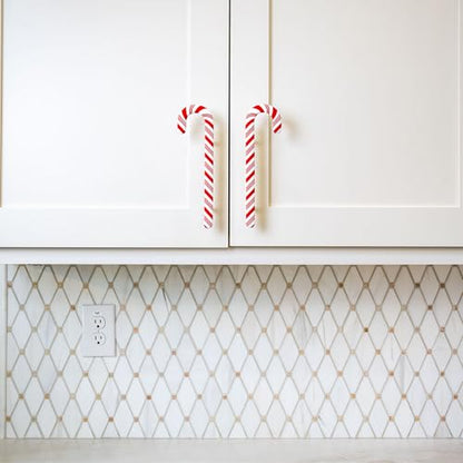Large Candy Cane Handle Covers 8 Pack - Festive Holiday Cabinet Decor