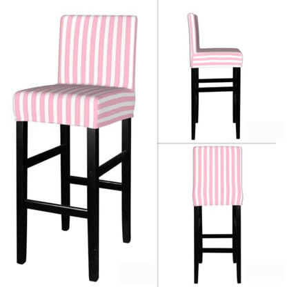 Pink and White Stripes Bar Stool Covers Set of 2 - Elastic, Washable, Counter Height Kitchen Decor