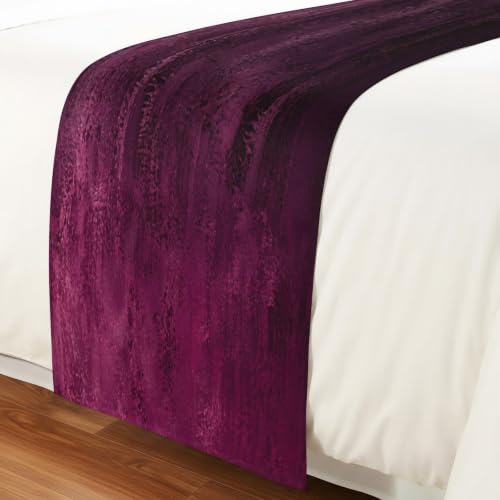 Queen Size Pink Black Ombre Bed Runner - Modern Abstract Gradient Decor