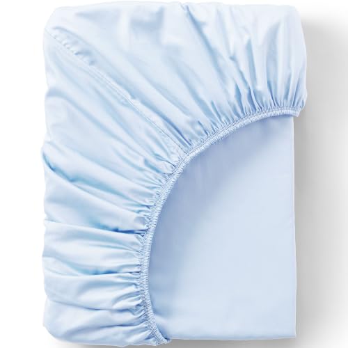 King Size Supima Cotton Sateen Fitted Bed Sheet - Clearlake Blue, 400 Thread Count