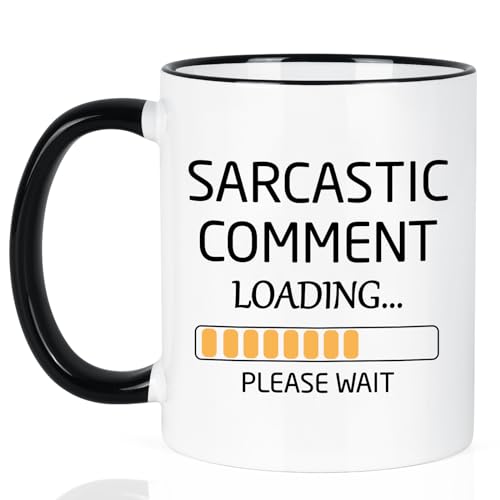Funny Sarcastic Coffee Mug Two Tone - Loading Comment Gift for Men Women Boss Colleagues 11 Oz