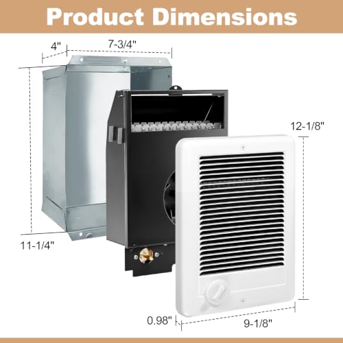 Electric Wall Heater with Thermostat - Off White, Complete Unit CSC152TW