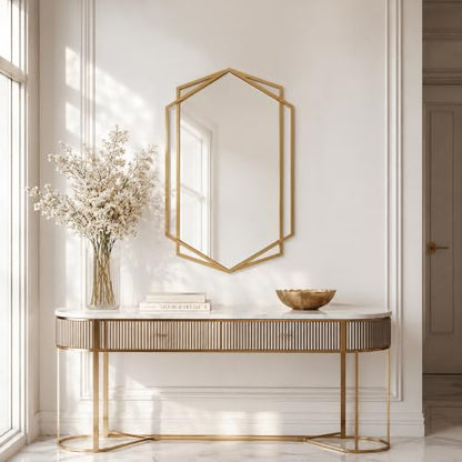 Matte Gold Hexagon Bathroom Vanity Mirror - 24x36 Inch Wall Mirror - Variation of THIS listing