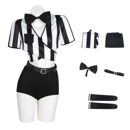 Medium Black Referee Costume Set for Women - Halloween Party Dress Up