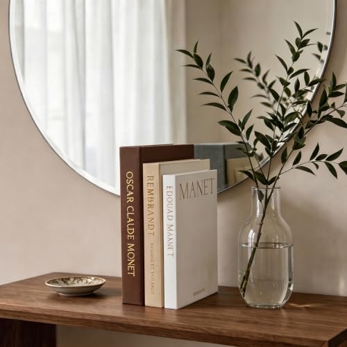 Decorative Faux Linen Book Set - Stackable Hidden Storage - Espresso, Oatmeal & Off-White