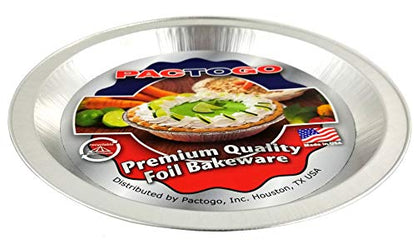 PACTOGO 9" Disposable Heavy Smooth-Wall Aluminum Foil Pie Pans (Pack of 10)