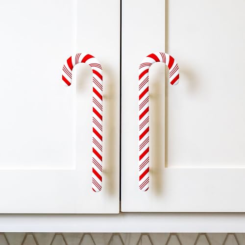Large Candy Cane Handle Covers 8 Pack - Festive Holiday Cabinet Decor