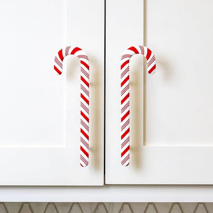 Large Candy Cane Handle Covers 8 Pack - Festive Holiday Cabinet Decor