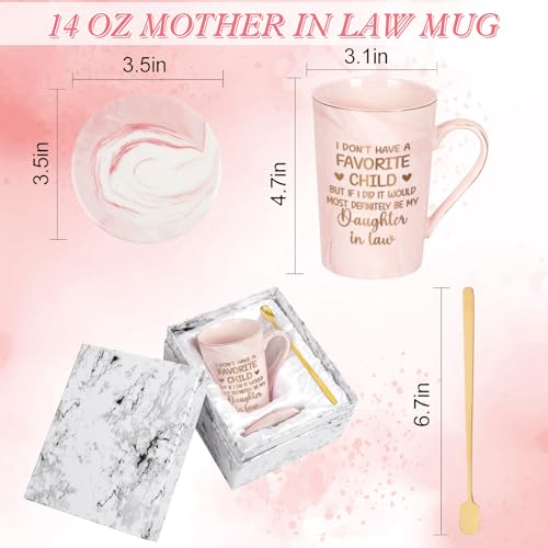 Pink Mother-in-Law Gift Mug - Funny Mothers Day Birthday Gift from Daughter-in-Law, 14 Oz
