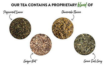 Calming Blends Morning Comfort Tea | Ginger Root, Chamomile, Peppermint and Green Earl Grey, Organic Tea | 36 cups