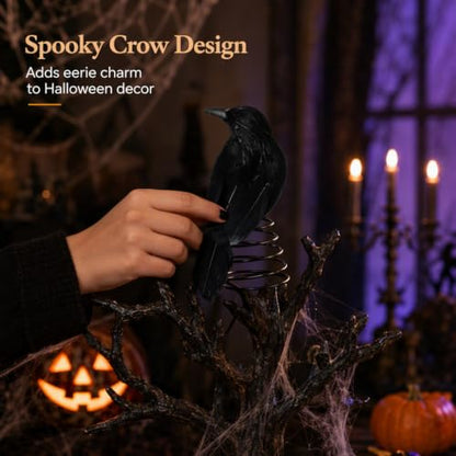 Halloween Crow Tree Topper - Mini Gothic Decor for Holiday & Halloween