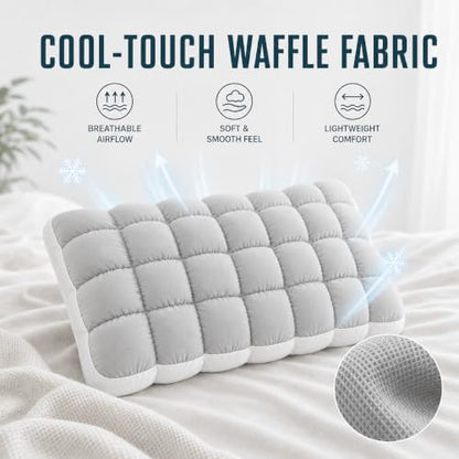 Cooling Marshmallow Puff Pillow - Gray Cloud-Like Support for Side & Back Sleepers