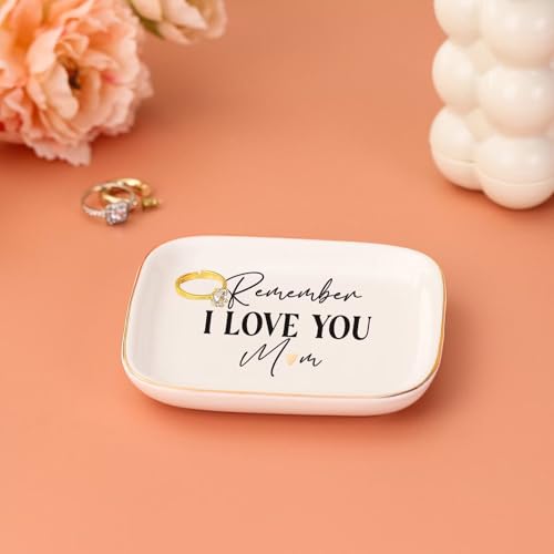 Ceramic Jewelry Dish Ring Trinket Tray with Gold Trim - Perfect Mother’s Day Gift