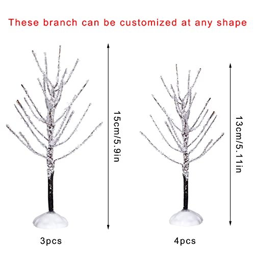 Mini Christmas Village Decor Trees Snow Covered Set - 7 Pieces, Var of THIS listing