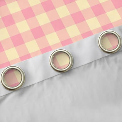 Feelyou Pink and Yellow Plaid Blackout Curtains - 2 Panels, 52 x 96 Inches, Thermal Insulated Gingham Drapes for Bedroom & Living Room, Variation of Yellow Pink / 52"W x 96"L