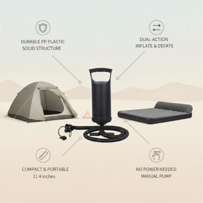 Manual Hand Air Pump for Inflatables - Inflatable Bed, Mattress, Pool Floats